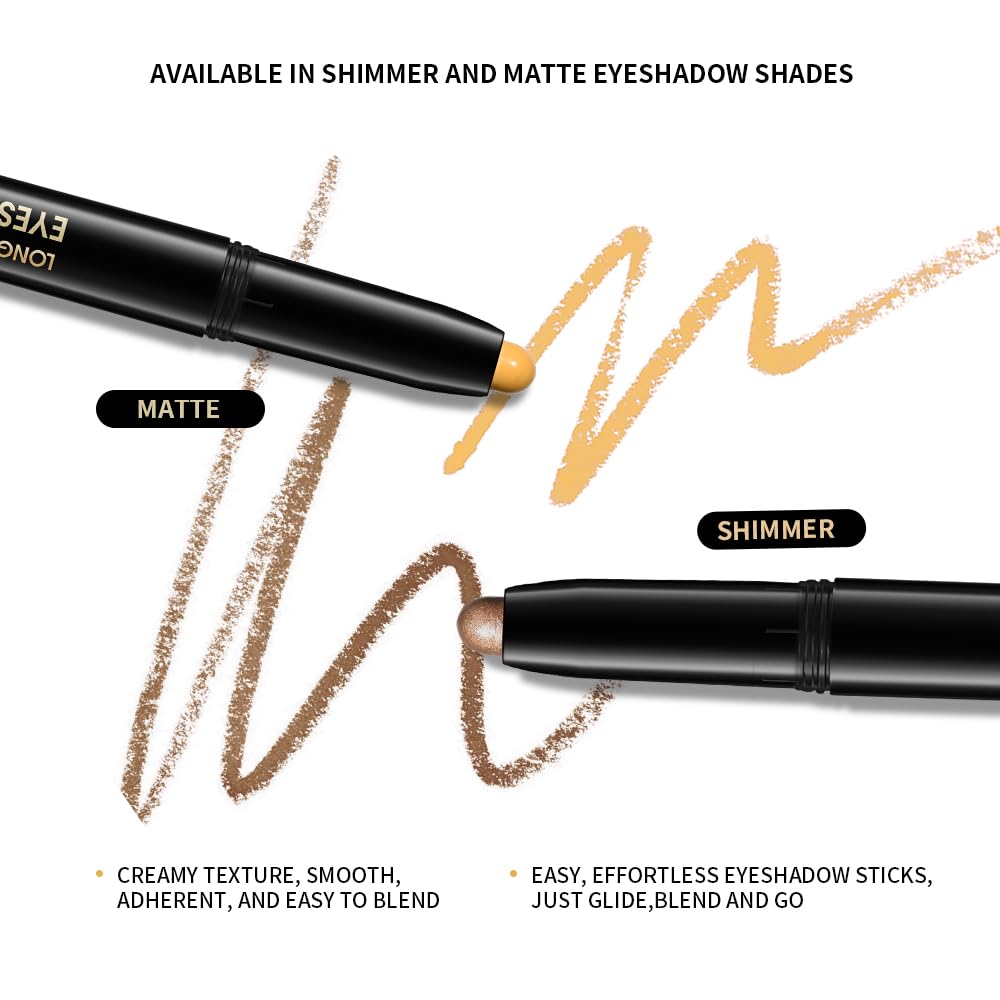 FIVEFULU Matte Cream Eyeshadow Stick, Yellow Eye Shadow Stick for Women【Waterproof】【Long-Lasting】【Ultra-Blendable Formula】 Rotatable Cream Eye Shadow Pencil Crayon (#07)