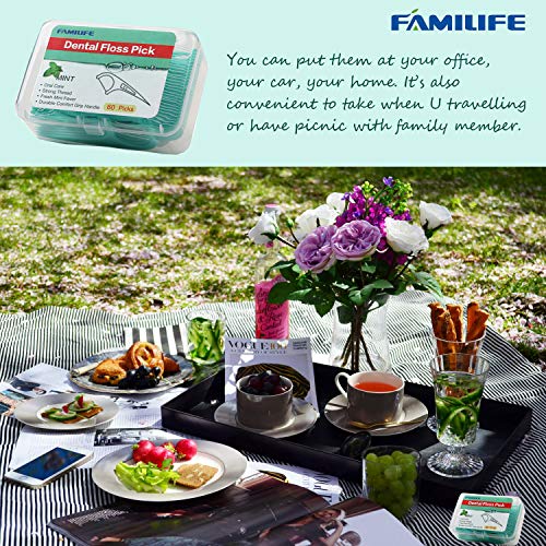 FAMILIFE Mint Dental Floss Picks 420 Count with Travel Cases – Easy to Carry