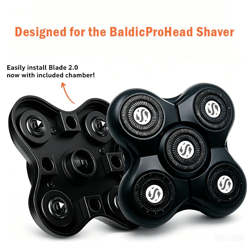 1-Pack 5-Blade Replacement Shaver Heads for Groomie Bald Head Shaver - Smooth Scalp & Body Shaving