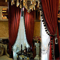 Burgundy Velvet Curtains with Tassel Trim - 52W x 96L Double Pack, Blackout Drapes for Living Room & Bedroom