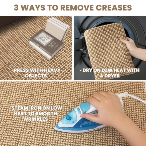 Earthall Woven Area Rug 5x7 Ft Washable Non Slip Living Room Carpet - Orange/Tan/Brown