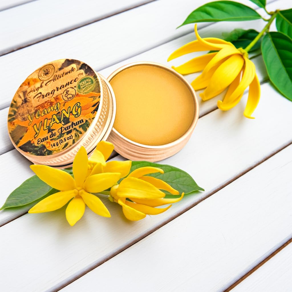 YLANG-YLANG Perfume - Eau de Parfum - Solid Balm - Aromatherapy Essential Oils (Cananga odorata, Tangerine, Jasmine, Hyacinth, Neroli, Linden, Lemon) Natural Fragrance, Travel, Favors, Gifts - 0.5oz