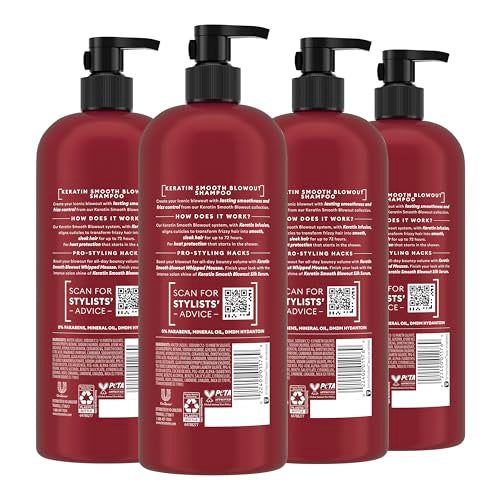 TRESemm? Shampoo 4 Pack Keratin Smooth Transforming Unruly Hair, Formulated with Lamellar-Discipline, 28 Fl Oz