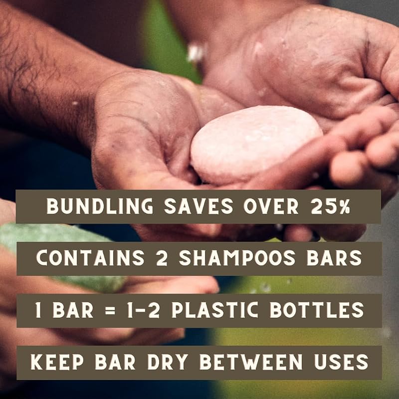 Argan Oil Solid Shampoo Bar Bundle Tea Tree & Mint – US Made, Plastic Free, Vegan & Cruelty Free