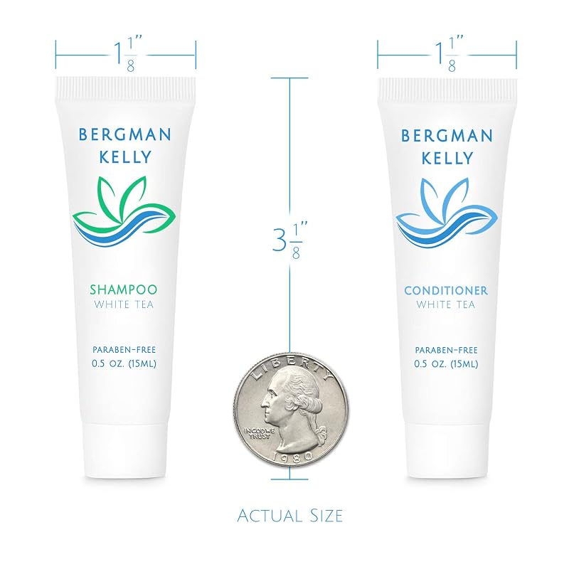 Travel Shampoo & Conditioner Set 0.5 oz Each - 100 Count, White Tea Scent (Variation: Mini Style 0.5 Ounce)