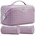 Purple Travel Makeup Bag for Women - 3 Piece Clover Cosmetic Set M-02