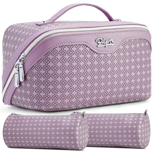 Purple Travel Makeup Bag for Women - 3 Piece Clover Cosmetic Set M-02