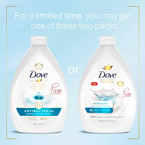 Dove Antibacterial Hand Wash Care & Protect Pack of 3 - Unscented, 34 Fl Oz