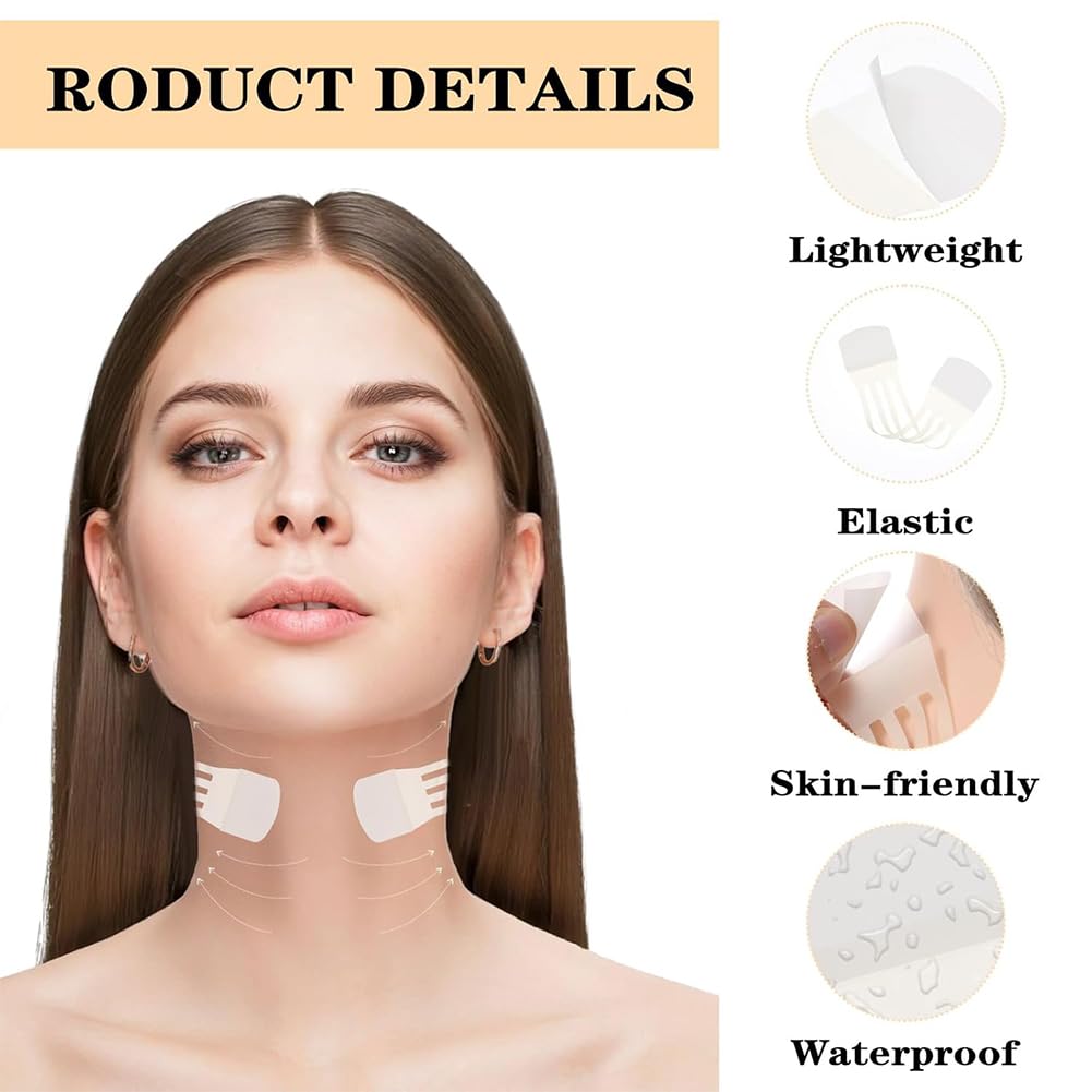 Neck Tapes for Lifting Sagging Skin, Neck Lifting Tape Invisible Face Lift Tape, Faces Necks Liftings Tapes, Instant Necks and Face Lift Strap Patch Tightening (A-3Set60PCS)