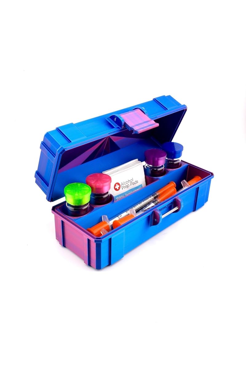 4-Slot Vial Case Organizer for 3 mL or 10 mL Vials with Accessory Storage — GLP-1 & Peptide Portable Case - 3 mL Variation