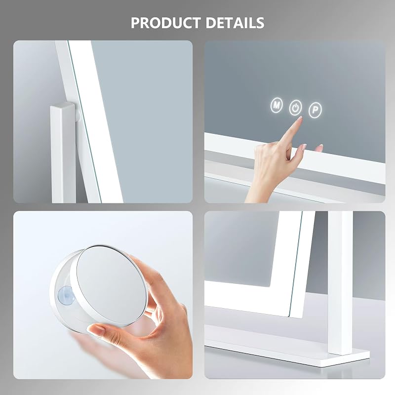 Gvnkvn 15.2 x 13 in Lighted Makeup Mirror with 10X Magnifier - White