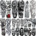 20 Sheets Wolf Beast Full Arm Temporary Tattoos For Men Women Thigh, Large Lion Tribal Eye Sleeve Tattoos For Adults, Long Lasting Temp Bulk Halloween Waterproof Fake Tattoo Stickers Nun Wolf Chicano