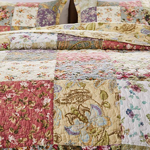 Full/Queen Cotton Patchwork Reversible Quilt Set - Blooming Prairie, 3-Piece
