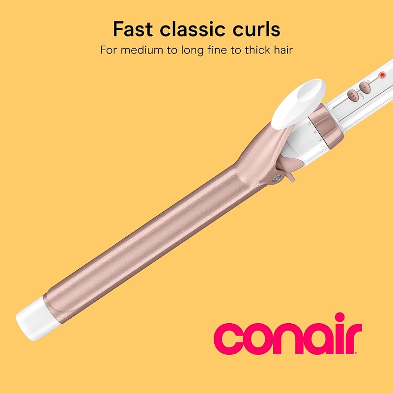 Conair Extra Long 1in Double Ceramic Curling Iron - White / Rose Gold, 7.5in Barrel