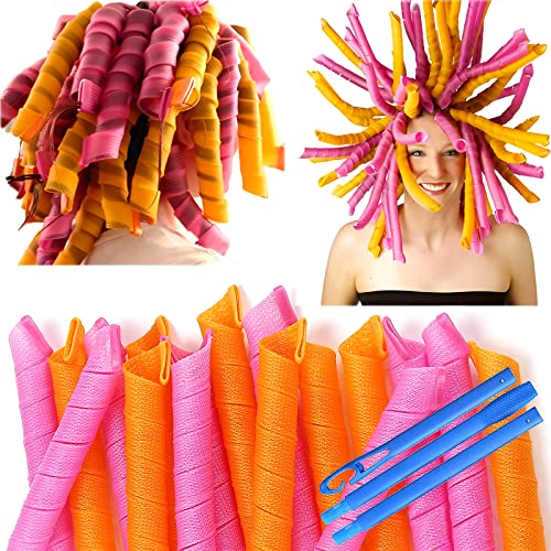 50 Pcs Heatless Spiral Hair Curlers Set - No Heat Long Hair Styling Tools