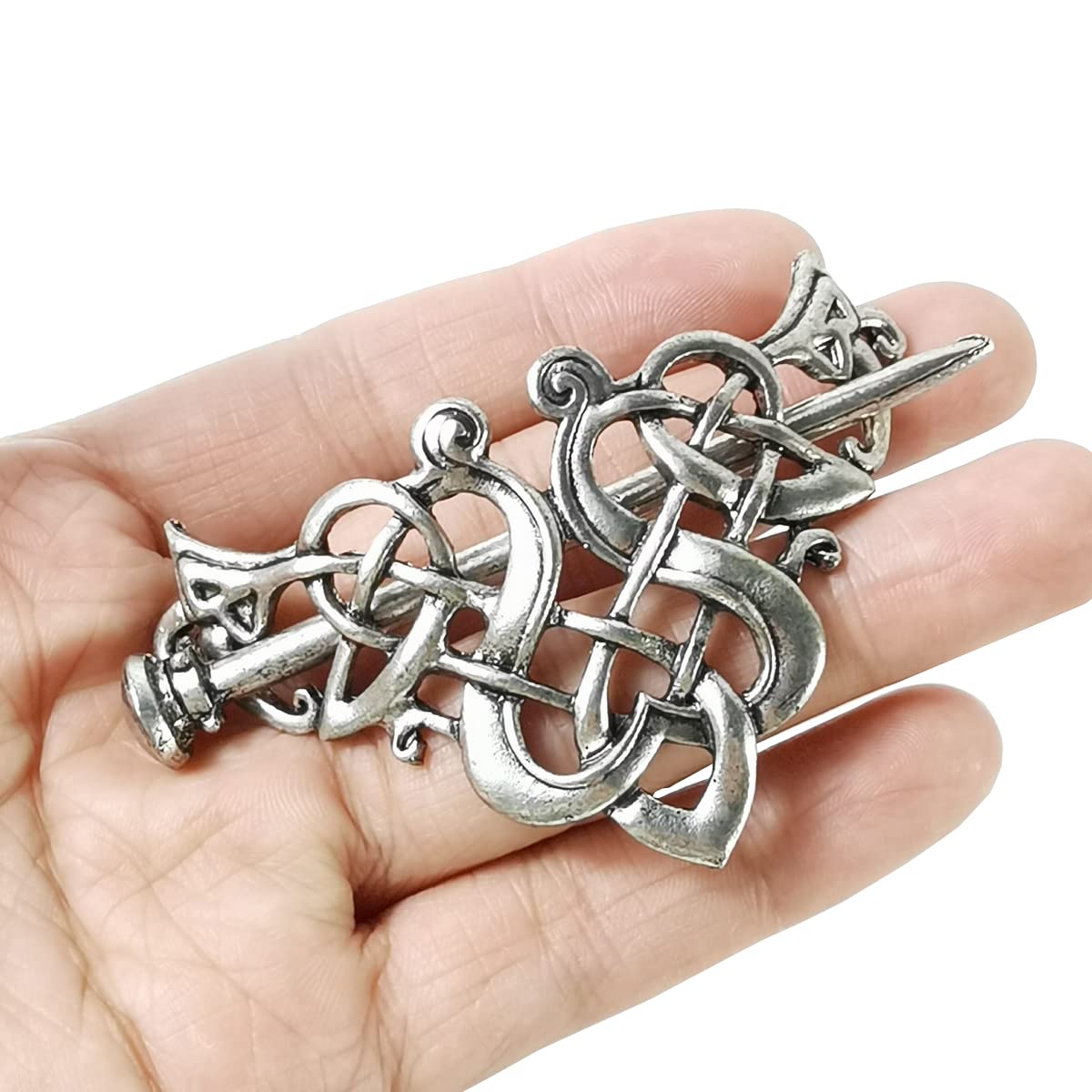 Viking Celtic Hair Clips Set - 8PCS Retro Silver Metal Hairpins & Barrettes for Women