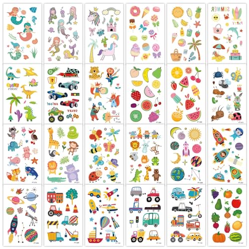 EMOME Full Half Tattoo Sleeves for Kids, 66 Sheets Tattoos Temporary for Girls Boys, Space Donut Mermaid Themed Fake Tattoos Stickers for Kids Party Favors Supplies