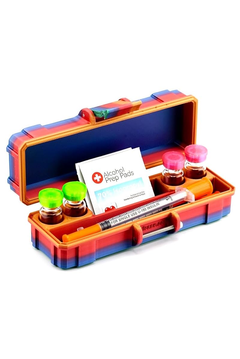 4-Slot Vial Case Organizer for 3 mL or 10 mL Vials with Accessory Storage — GLP-1 & Peptide Portable Case - 3 mL Variation