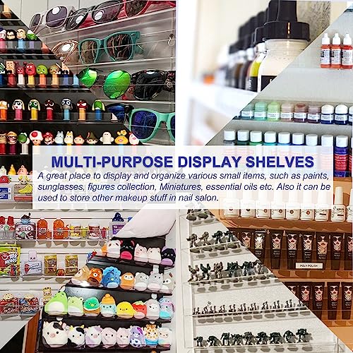FEMELI 20 * 24 Inch Nail Polish Wall Racks 1 Pack, Hold Up to 120 Bottles,Clear Acrylic Nail Polish Shelf Organizer Wall Mounted 6 Rows (1)