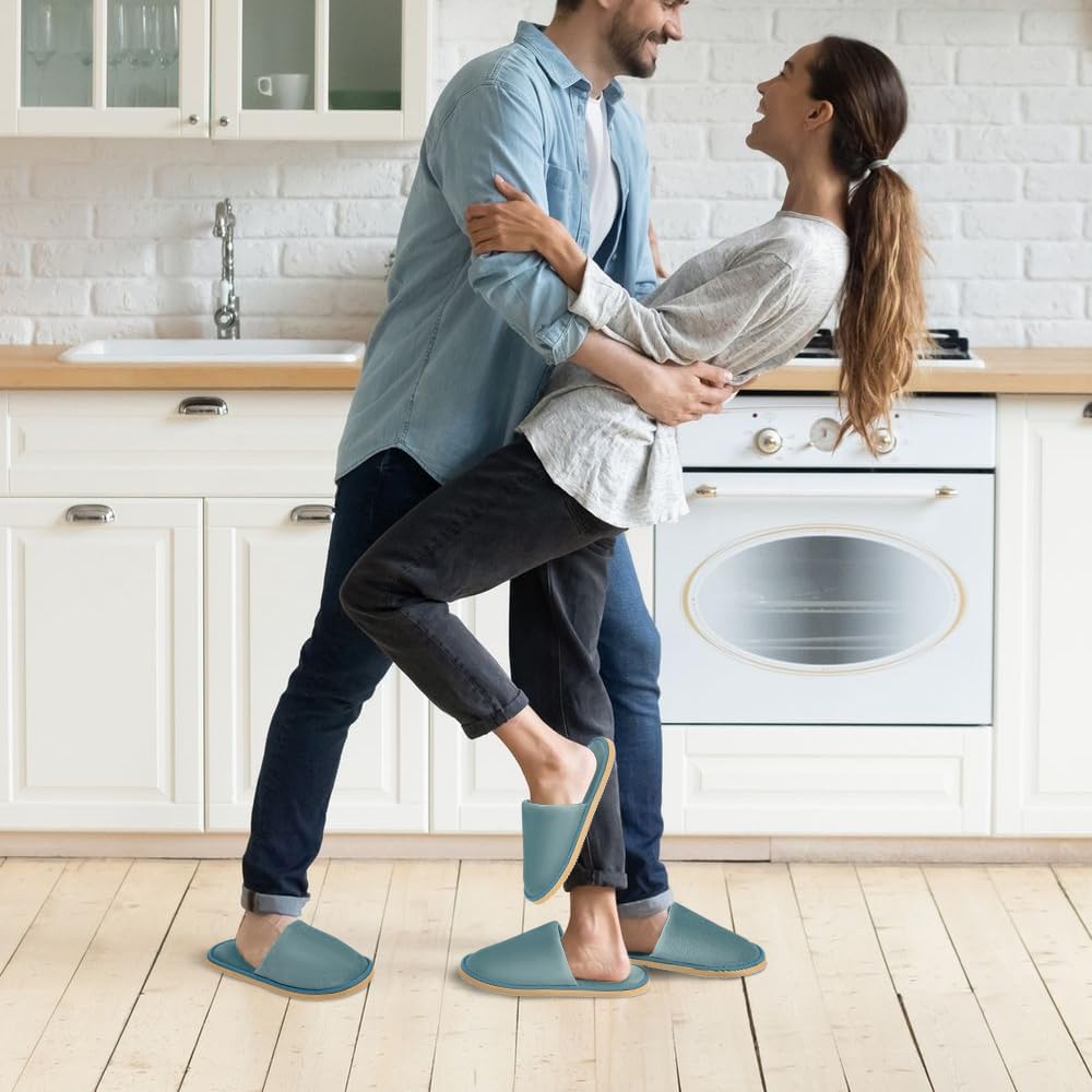 Non-Slip Disposable Slippers - 2-6 Pairs, Washable Velvet Closed Toe for Guests, Hotel & Spa