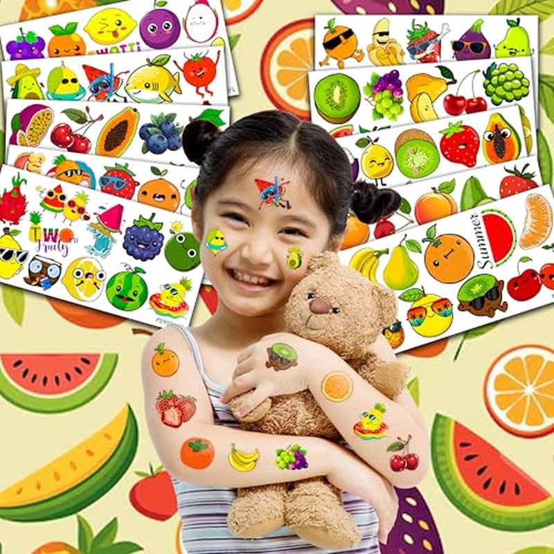 100 PCS Yellow Lemon Birthday Party Decorations Supplies Favors Lemonade Pink Small Lemon Summer Spring Fruit Decor Stickers Temporary Tattoos For Girls Boys Gift School Prizes Rewards (Fruit)