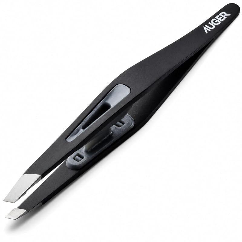 AUGER Diagonal Tip Eyebrow Tweezers - Unwanted Hair Removal for Grooming