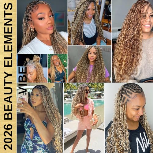 Syrenlore 14 Inch Deep Wave Bulk Human Hair for Boho Braids - Multi Blonde Highlights, 50g