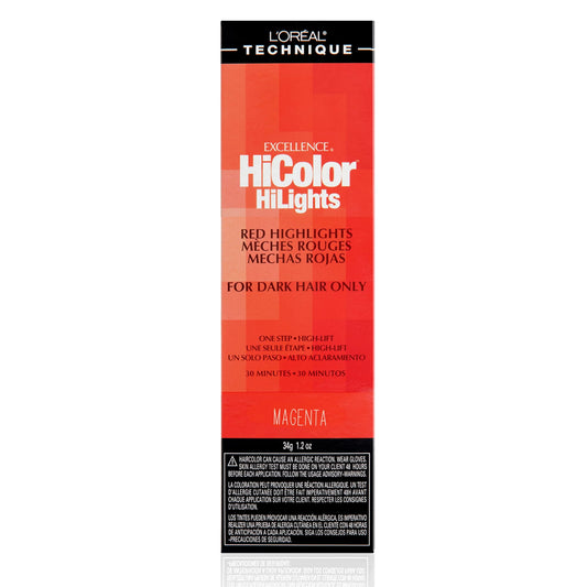 L'OREAL TECHNIQUE HiColor Red HiLights Permanent Hair Color for Dark Hair | Intense Red Highlights | No Pre-Lightening Required | Rich, No-Drip Creme | Quick Processing Time | Magenta