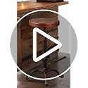 Industrial Retro Farm Wooden Tractor Bar Stool - Copper, Height Adjustable