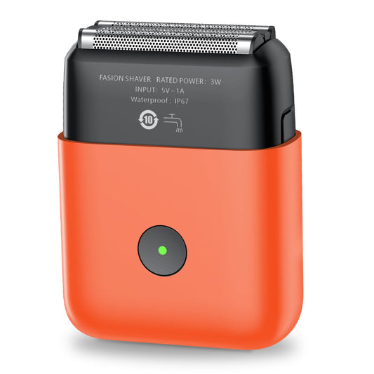 Electric Shavers for Men, Mini Travel Electric Razor, Foil Shaver for Men, Fast Rechargeable Dual Floating Blades IPX7 Waterproof Wet Dry Face Razor-Light Orange