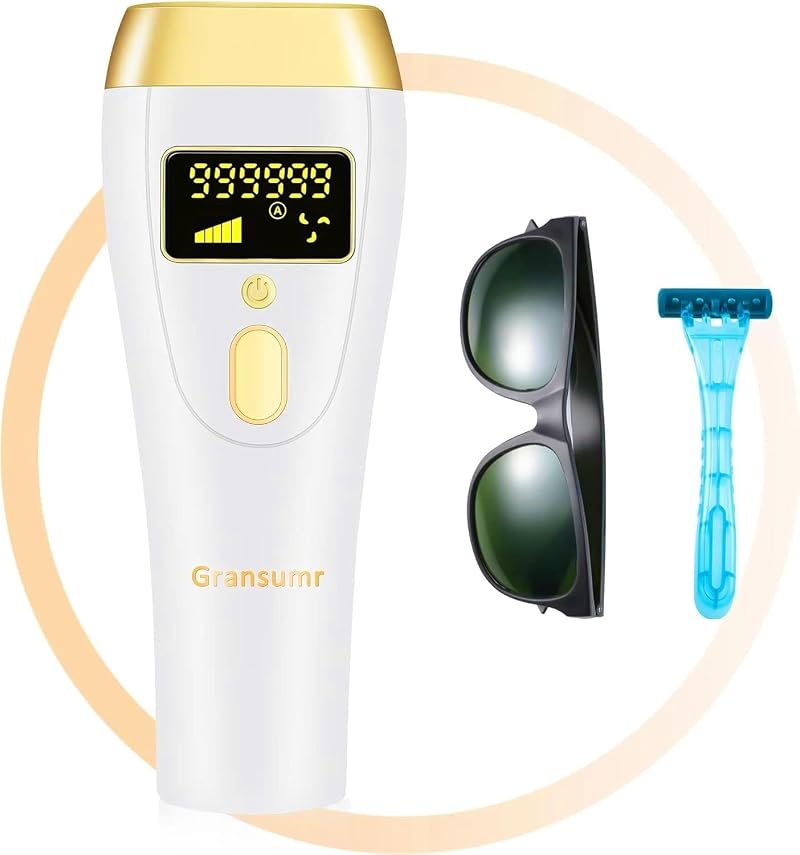 Gransumr White-Purple IPL Hair Removal Device for Home Use – 5 Energy Levels, 999,999 Flashes