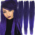 Mayloss 24 Inch Purple T1B Crochet Hair Extensions 6 Pack - Thin Synthetic Braid