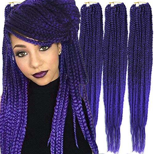 Mayloss 24 Inch Purple T1B Crochet Hair Extensions 6 Pack - Thin Synthetic Braid