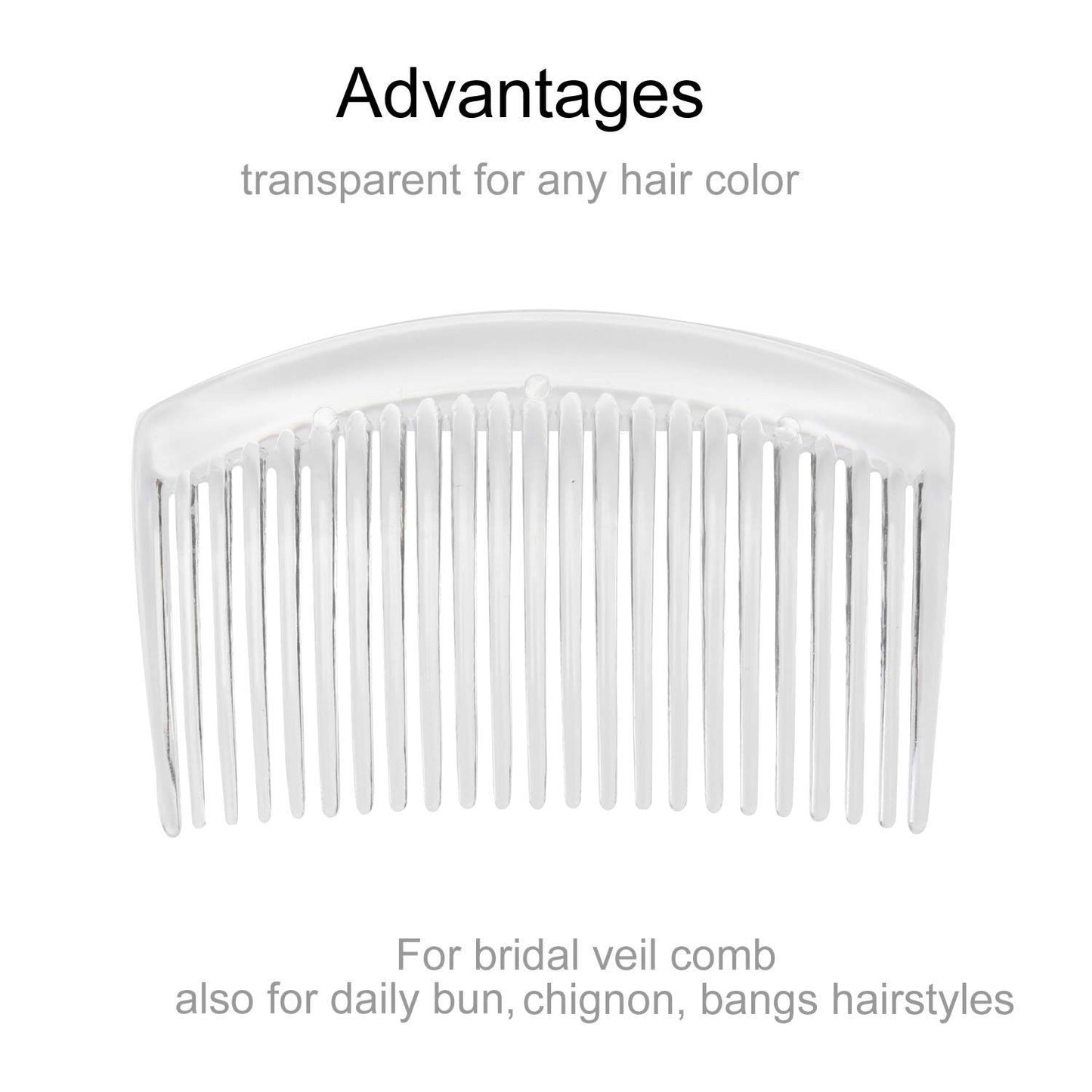 28 Pack Clear White Small Plastic Hair Side Comb With Long Teeth Hairpins Grips Barrettes Clamps Bows for Women Bridal Wedding Veil Decorative Headpiece French Twist Updo Bun Accessories