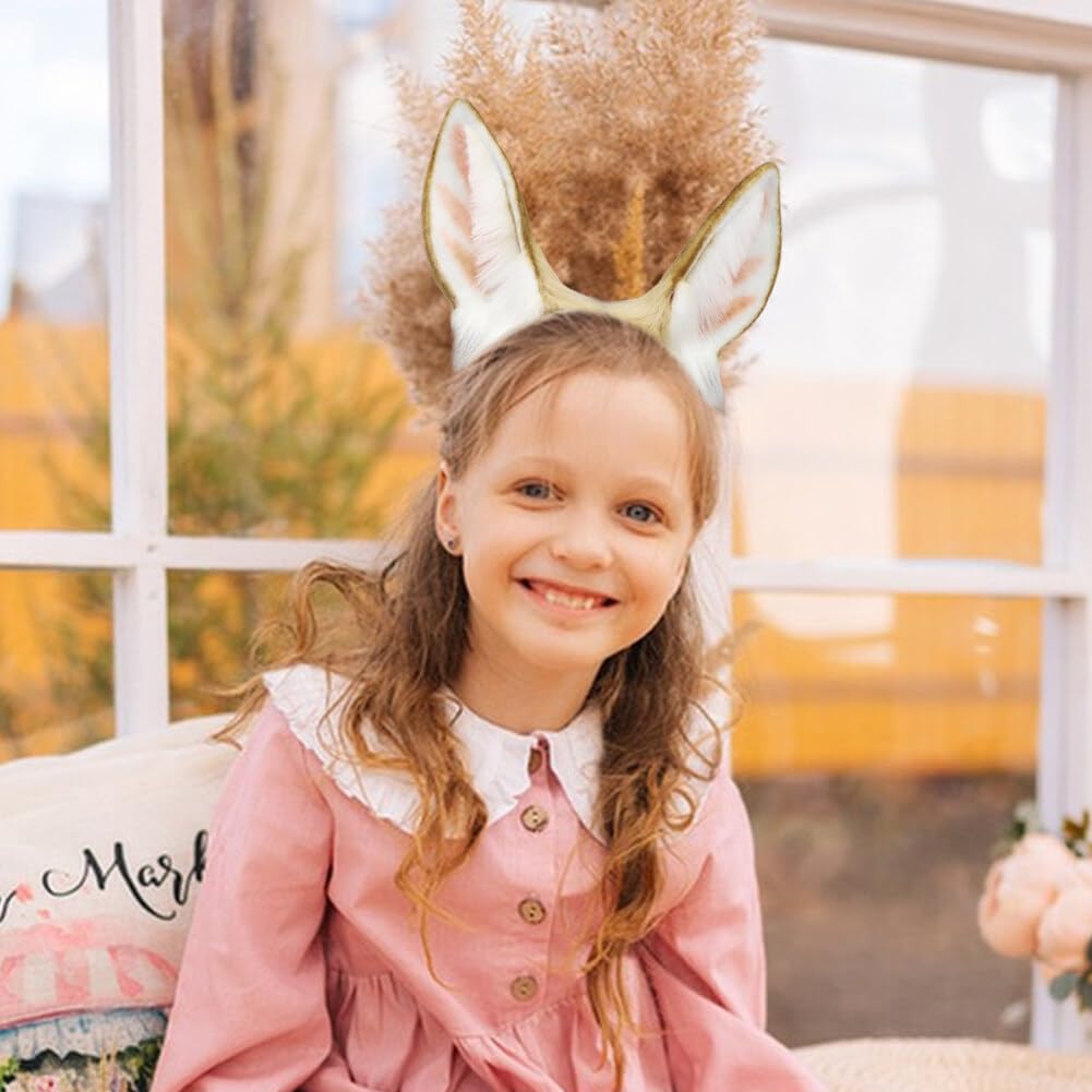 Zcargel Animal Ears Headdress Anime Handmade Faux Fur Cosplay Costume Ear Headdress for Adult Women Long Deer Ear Headband