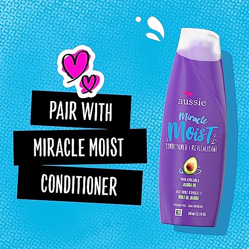 Aussie For Dry Hair Paraben Free Miracle Moist Shampoo W/Avocado & Jojoba, 12.1 Fluid Ounce