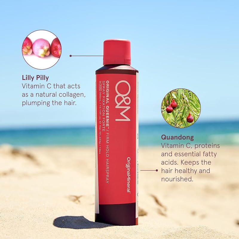 O&M Queenie Firm Hold Hair Spray 300ml – Non-Toxic, Vegan, Fragrance Free, UV Protect