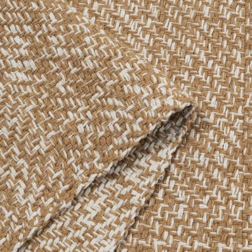 Lightweight Washable Cotton-Blend Flatweave Rug 6x9 in Tan/Cream - Living Room Decor
