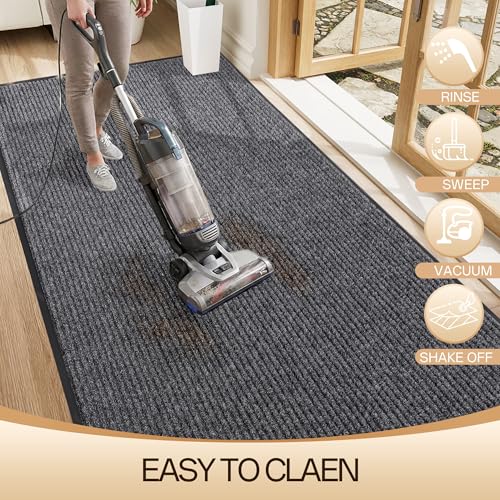 Amyracel 3'x6' Heavy Duty Waterproof Indoor Outdoor Doormat - Grey Double Stripe