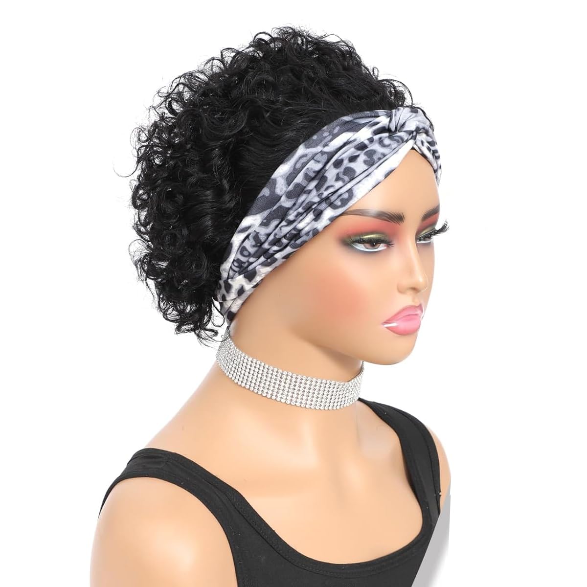 Short Curly Black Wigs For Women Glueless Wig, Cheap Kinky Curl 100% Human Hair Glueless Kinky Curly Wigs for Women Color 1B None Lace Front Wig 6 Inch