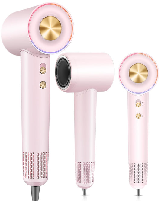 Hair Dryer,180000 RPM High-Speed Hair Blow Dryer with Brushless Motor, 500 Millions Negative Ionic Hair Dryer for Fast Drying, Quiet Thermo-Control Travel Hair dryers for Women Home Salon (Pink)