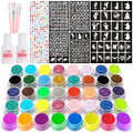 40 Colour - Glitter Tattoos for kids, Glitter tattoo kit, Temporary Tattoos for kids, Face glitter, 200+ Stencils, 40 Colour (10 neon), Rhinestones, Girls birthday present, Face Glitters