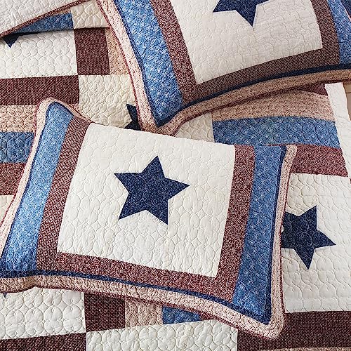 VISIMISI Reversible Cotton Bedspread Quilt Set Star Pattern Queen Size - All Season Kids Bedding