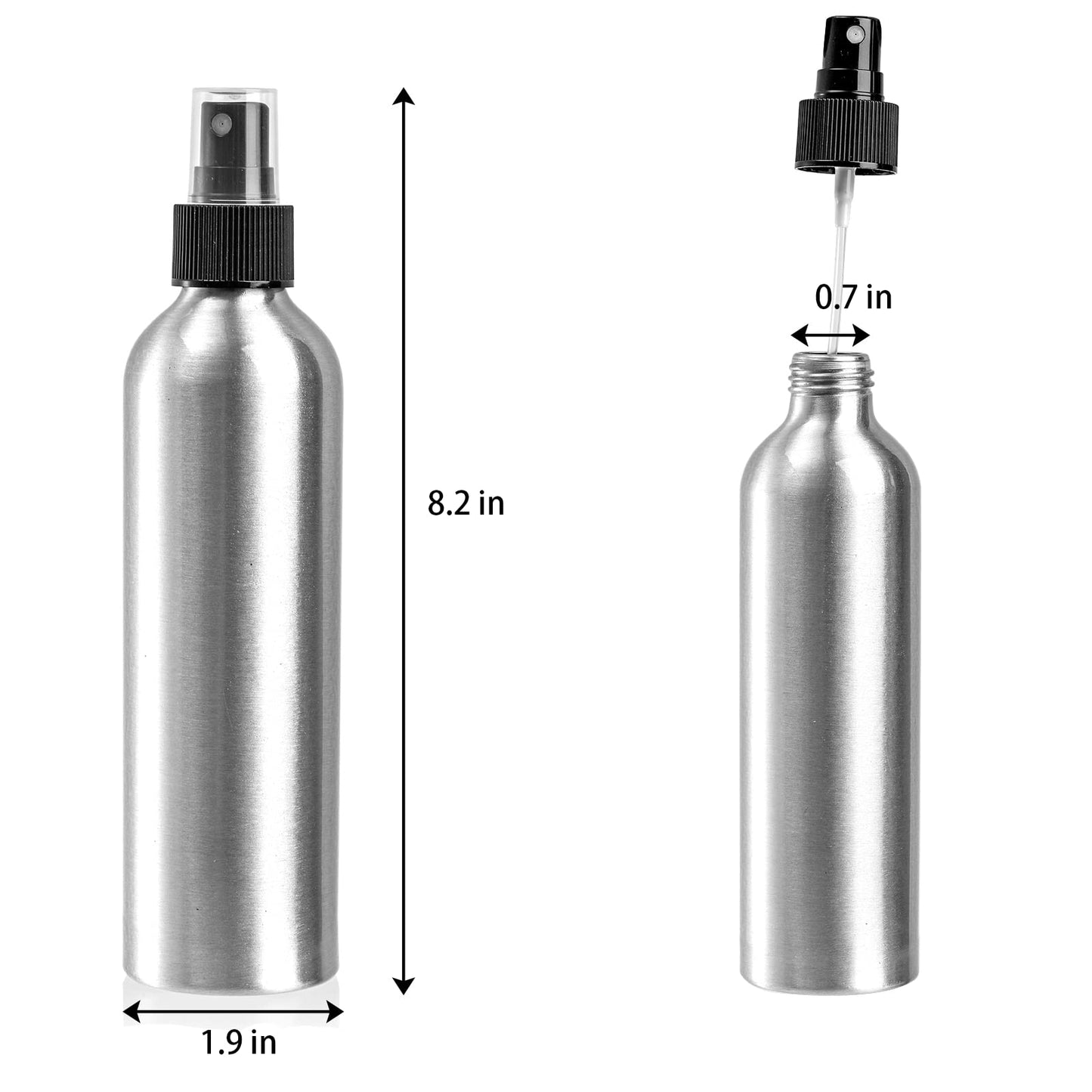 Youeon 9 Pack 8 Oz Fine Mist Spray Bottles, Reusable Aluminum Empty Spray Bottles, Small Refillable Bottle for Travel, Cosmetic, Perfume, Toner, Essential Oil Storage, Leak Proof