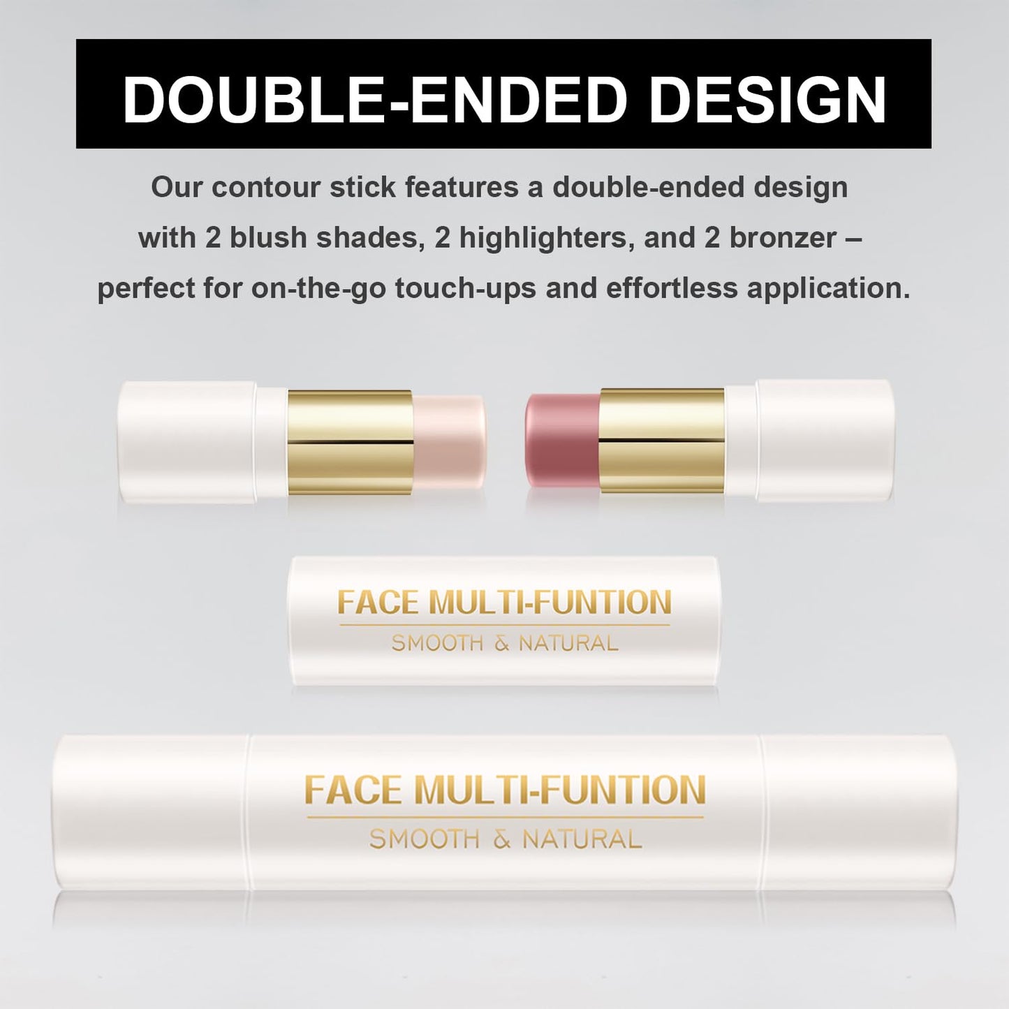 6 Colors Cream Contour Sticks Set, Shades with Highlighter, Bronzer and Blush, Double Ended Contour Sticks for Cheeks,Long Lasting, Waterproof and Matte Finish Makeup Kit (SET B)