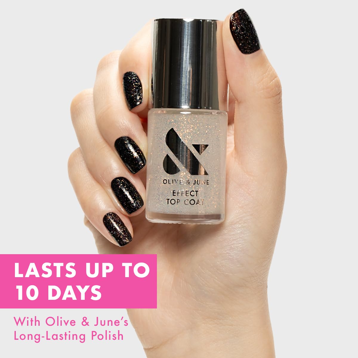 Olive & June Long-Lasting Top Coat Nail Polish - Celestial Effect | Gel-Like Finish | No Lamp Needed | Lasts up to 10 days | Salon-Quality Color at Home | Vegan & Cruelty-Free | Chip-Resistant Shine