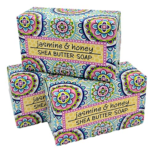 Jasmine & Honey Shea Butter Soap Set - 3 Exfoliating Botanical Bars, 6.4oz