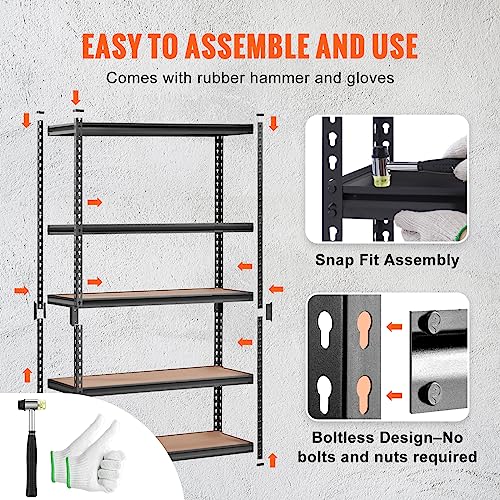 VEVOR 24x48x72 Inch Adjustable 5-Tier Heavy Duty Storage Shelving Unit with MDF Shelf Variant