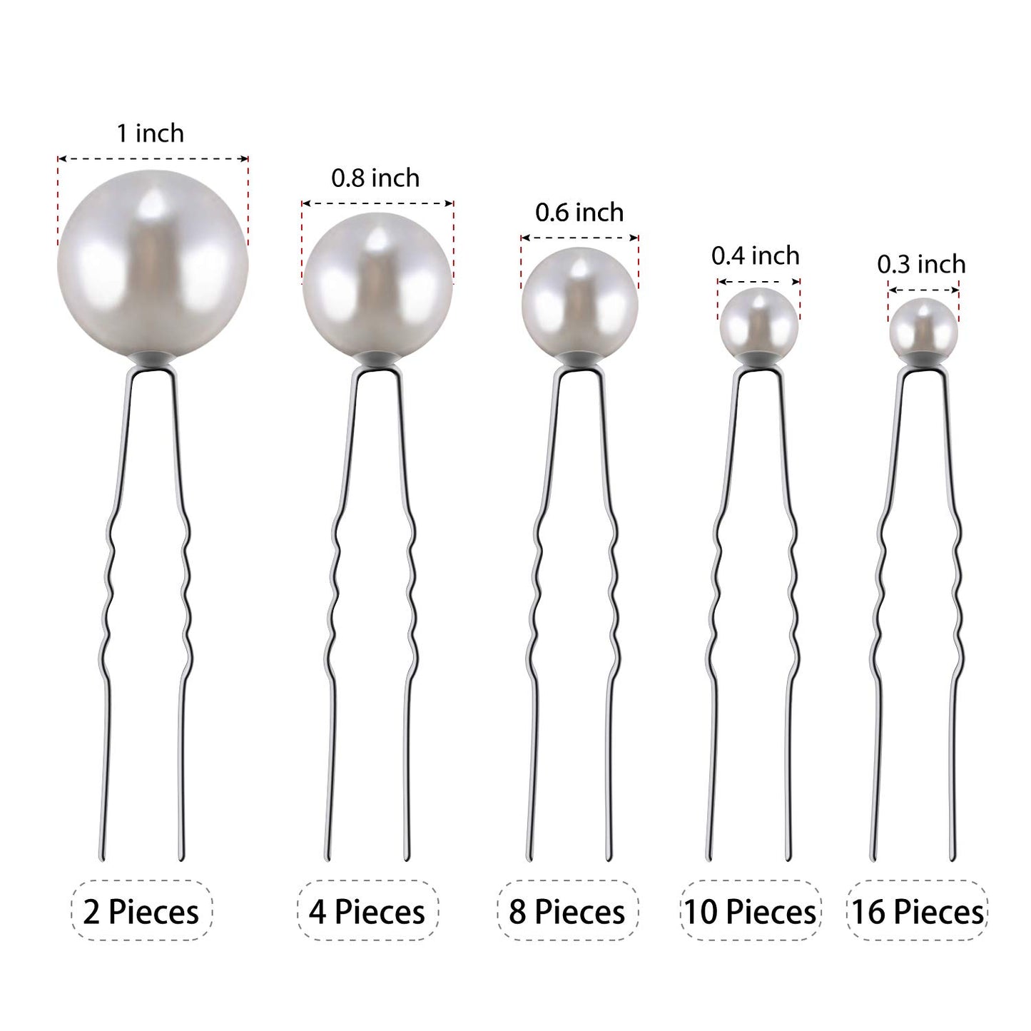 40 Packs Pearl Hair Pins Bridal Wedding White Pearl Hair Accessories Bobby Clips for Brides and Bridesmaids(Mix Size)