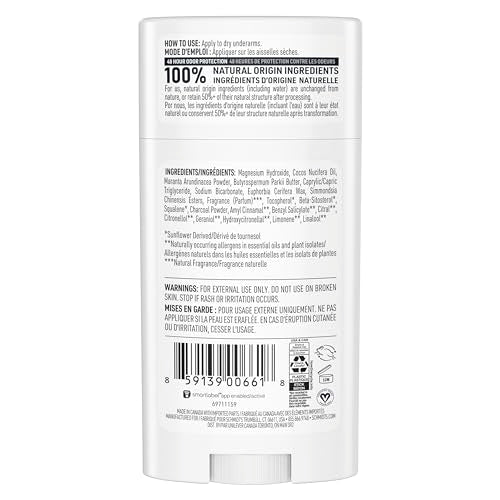 Schmidt's Aluminum-Free Vegan Deodorant Charcoal & Magnesium with 24 Hour Odor Protection, 4 Count for Women and Men, Natural Ingredients, Cruelty-Free, 2.65 oz